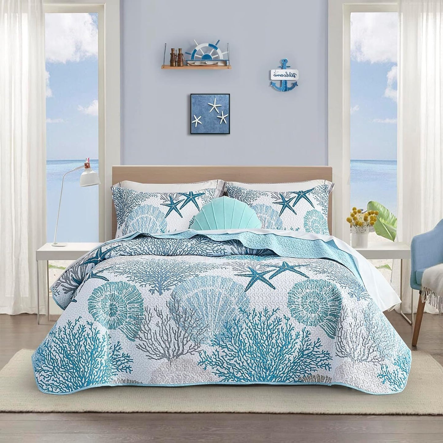 Coastal Quilt Sets Full/Queen Size - Nautical Beach Bedding