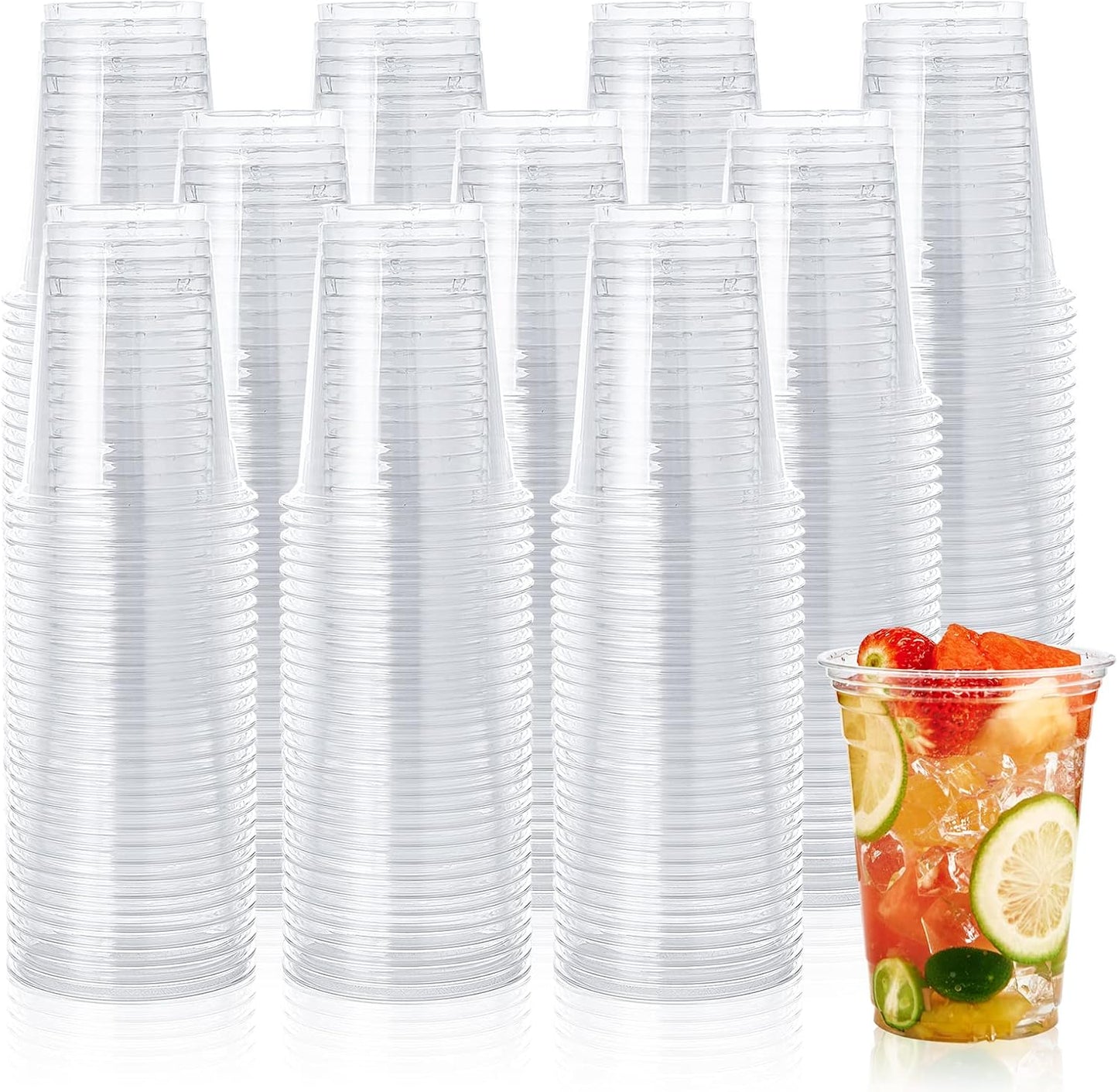 Crystal Clear 12 oz Plastic Cups for Cold Drinks - 1000 Pack