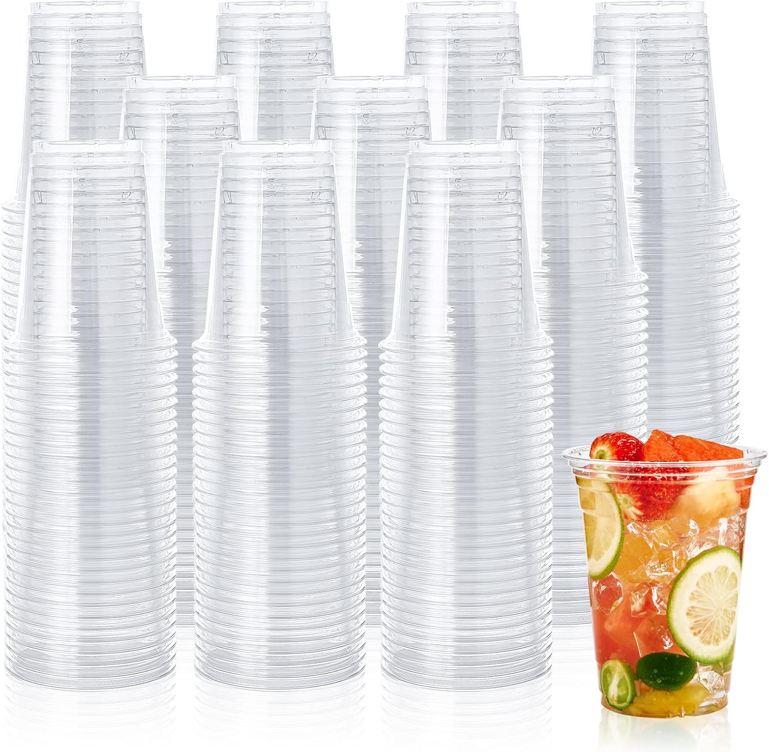 Crystal Clear 12 oz Plastic Cups for Cold Drinks - 1000 Pack