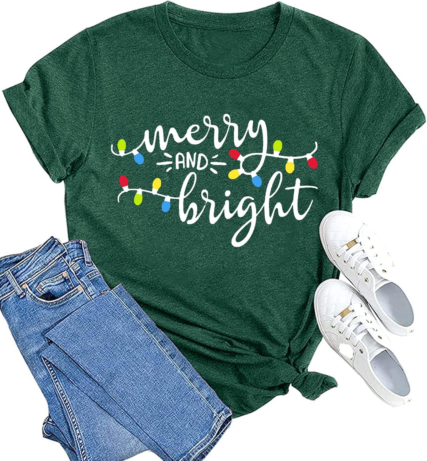 Merry & Bright Christmas Lights Tee by MAIHUN
