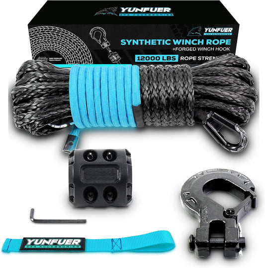 1/4 in x 50ft Synthetic Winch Rope Kit for ATV UTV Safety