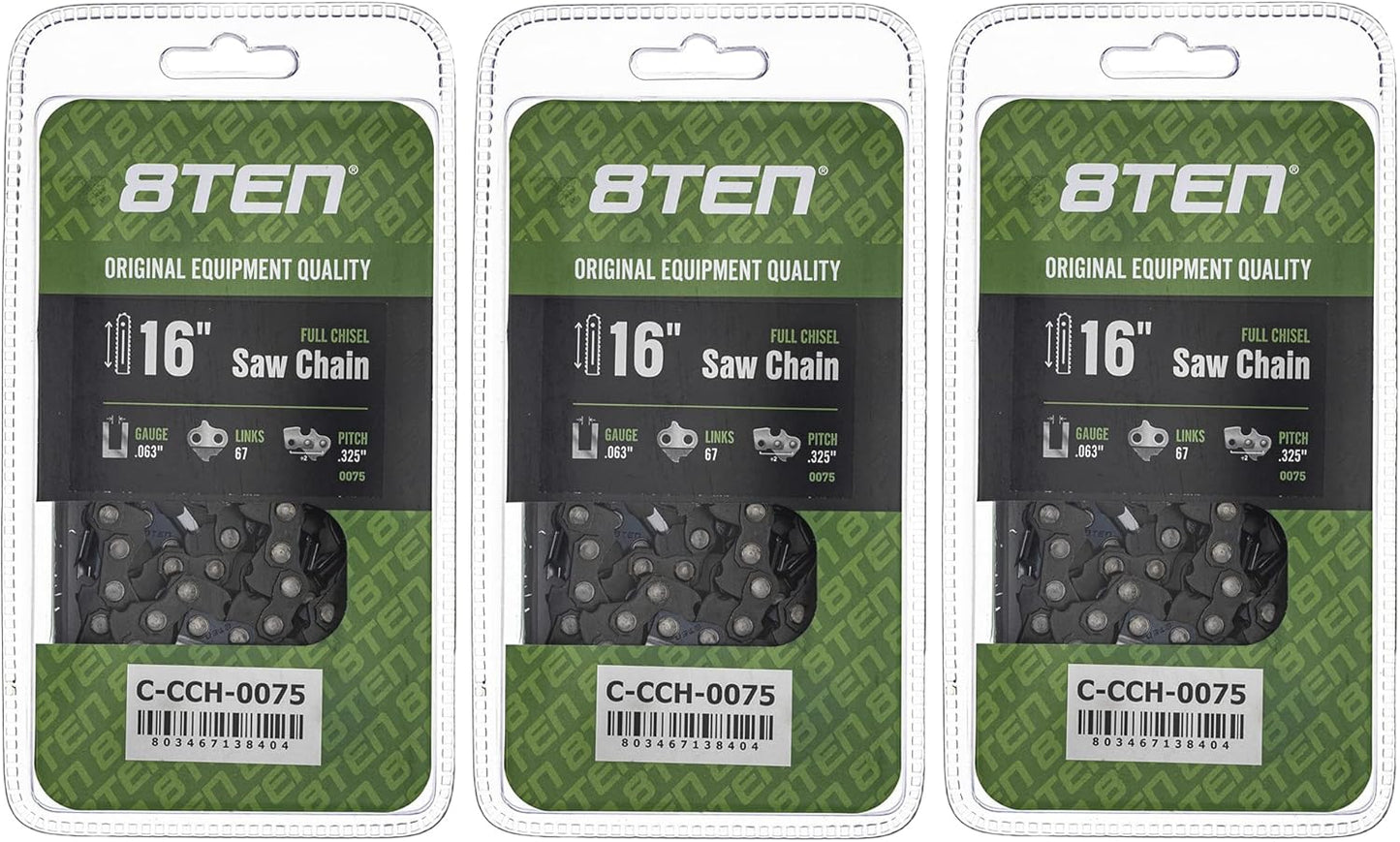 8TEN Full Chisel Chainsaw Chain 16 Inch for Stihl Models