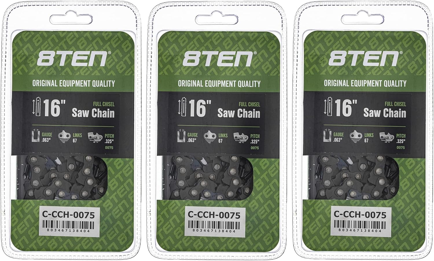 8TEN Full Chisel Chainsaw Chain 16 Inch for Stihl Models