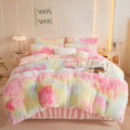 Plush Tie Dye Pink Comforter Cover Twin Set - Cozy Fluffy Duvet Cover