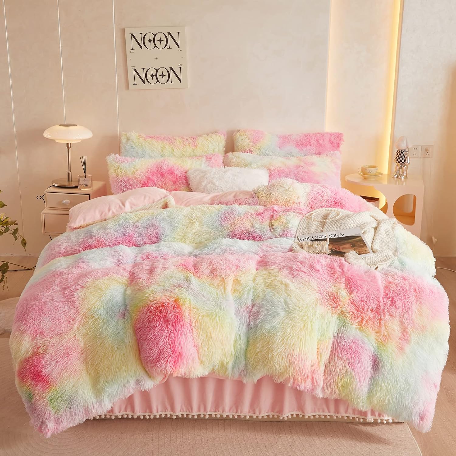 Plush Tie Dye Pink Comforter Cover Twin Set for Cozy Sleep