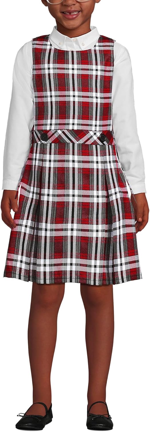 Lands' End Girls Uniform Plaid Jumper for School Comfort