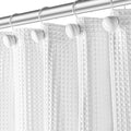 Waffle Fabric White Shower Curtain with Liner Set - Hotel Quality 72in