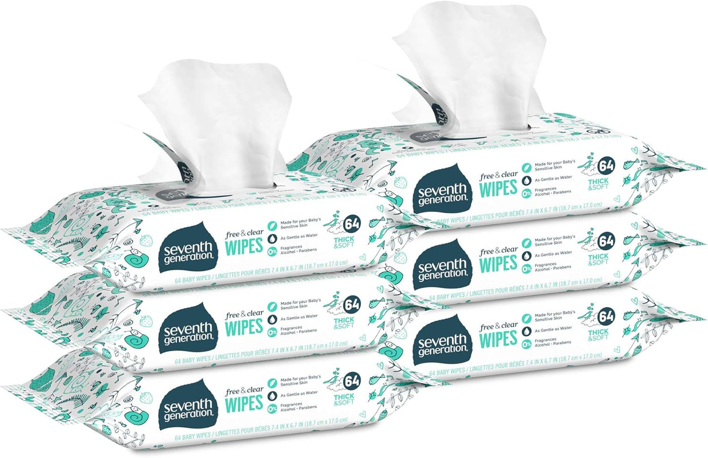 Thick & Strong Free and Clear Baby Wipes Refill for Sensitive Skin