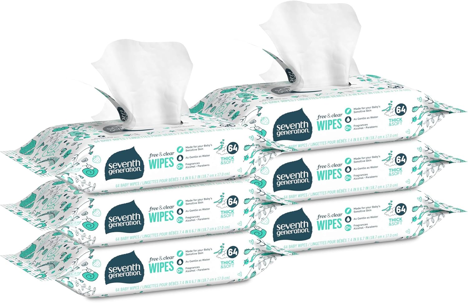 Thick & Strong Free and Clear Baby Wipes Refill for Sensitive Skin