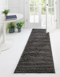 Uber Cozy Solid Shag 16 ft Runner Graphite Gray Rug - Soft Hallway