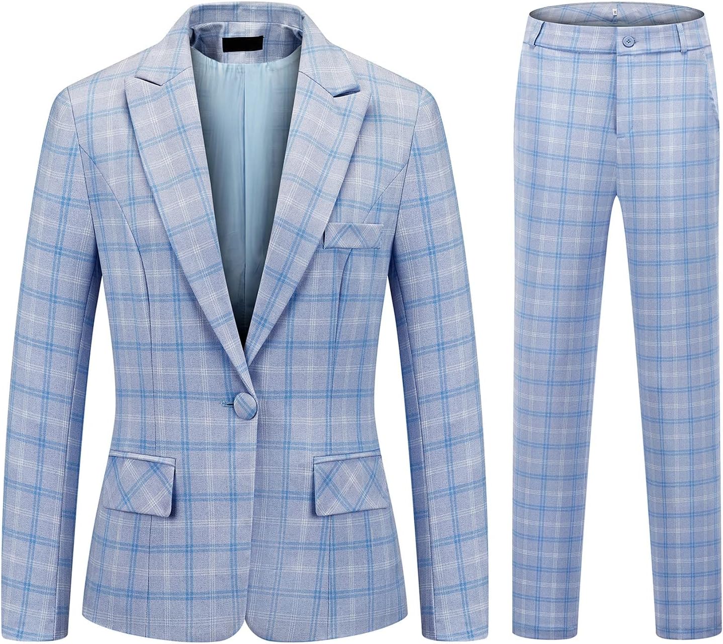 Womens 2 Piece Plaid Suits Set for Business Office Style