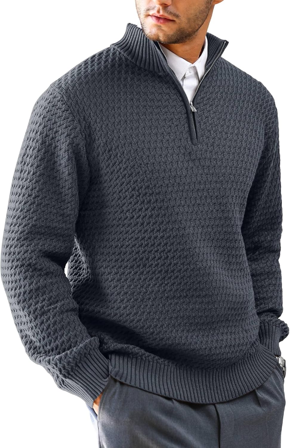 Men's Quarter-Zip Sweater for Business Casual Style and Comfort