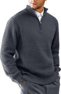 Men's Quarter-Zip Slim Fit Mock Neck Sweater S-5XL - Textured Knit