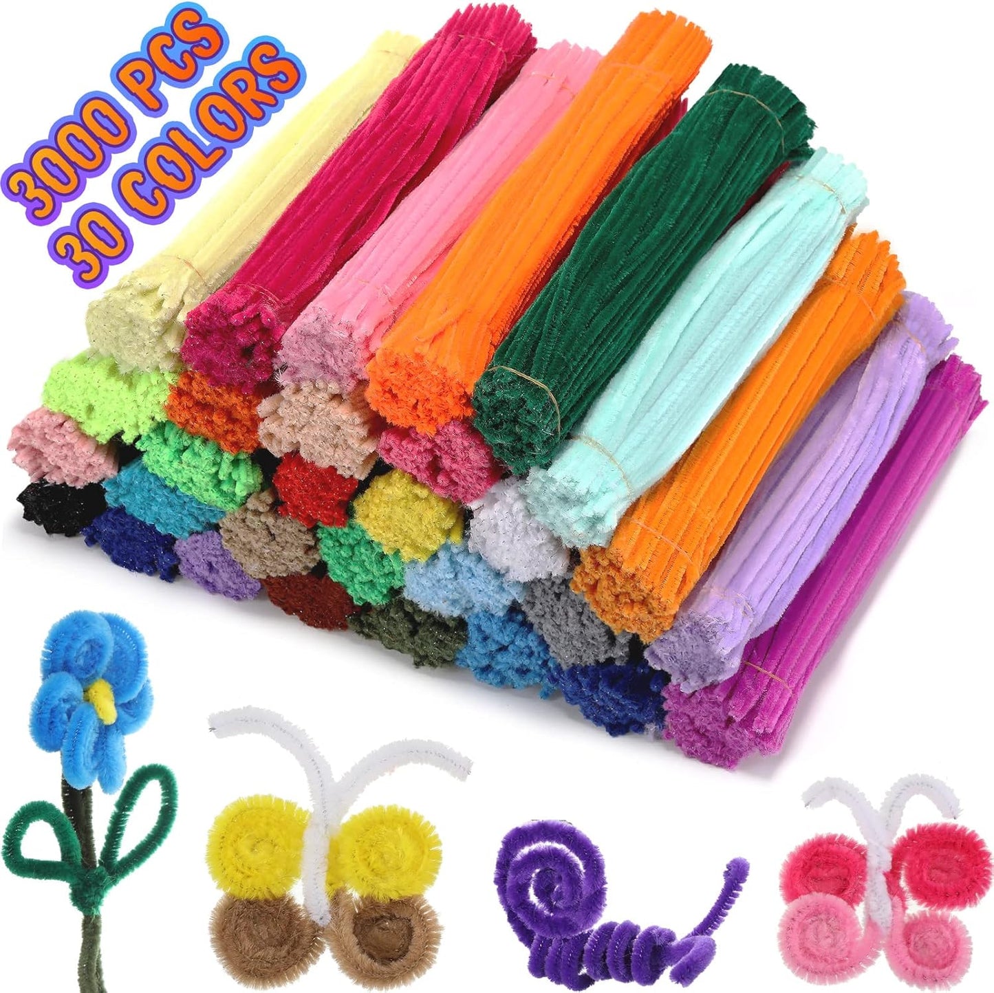 3000 Pcs Pipe Cleaners for DIY Arts Crafts by Yunsailing