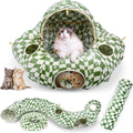 Cat Bed and Tunnel Toy - Donut Tunnel with Washable Cushion and Balls