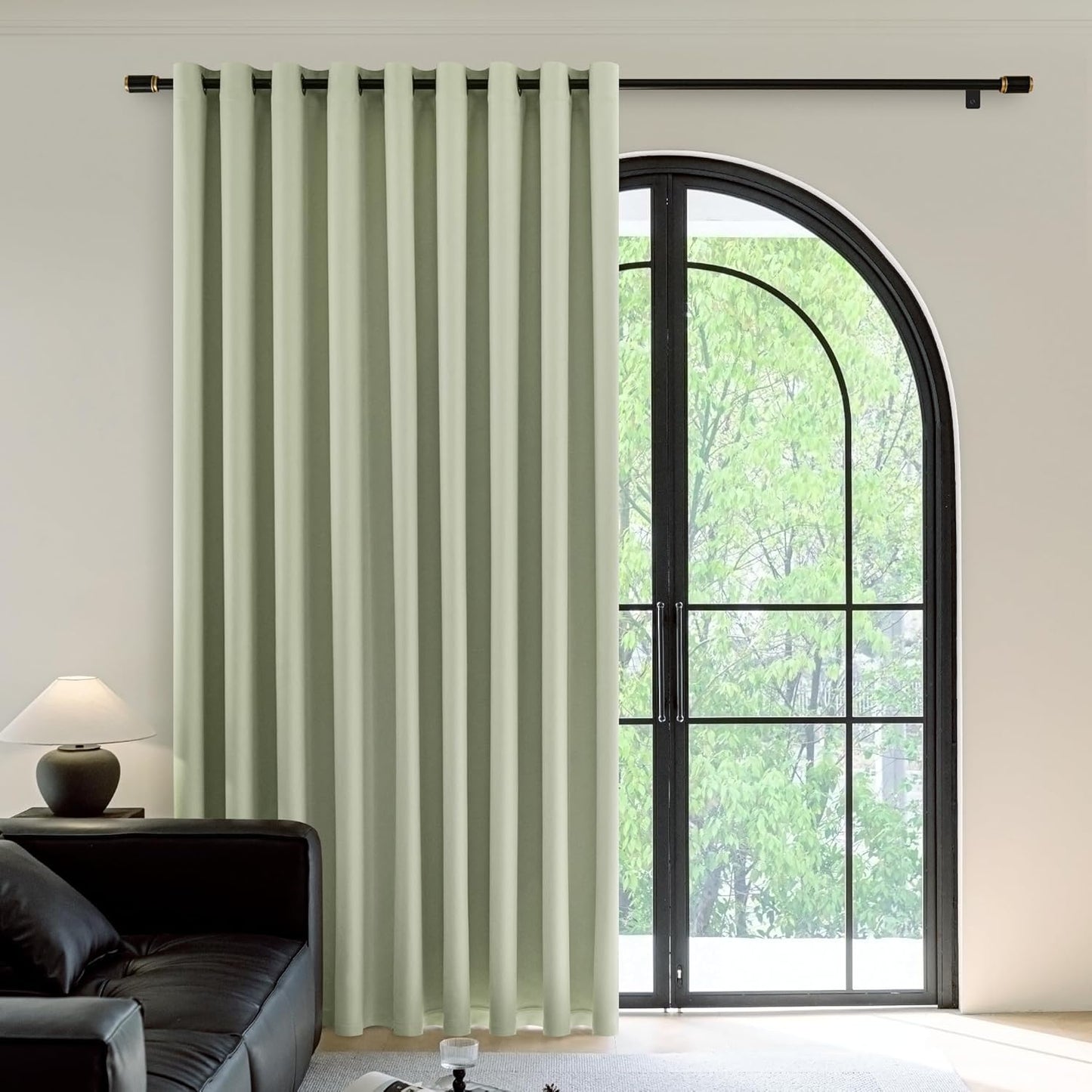 FMFUNCTEX 100% Green Blackout Curtains for Sliding Doors