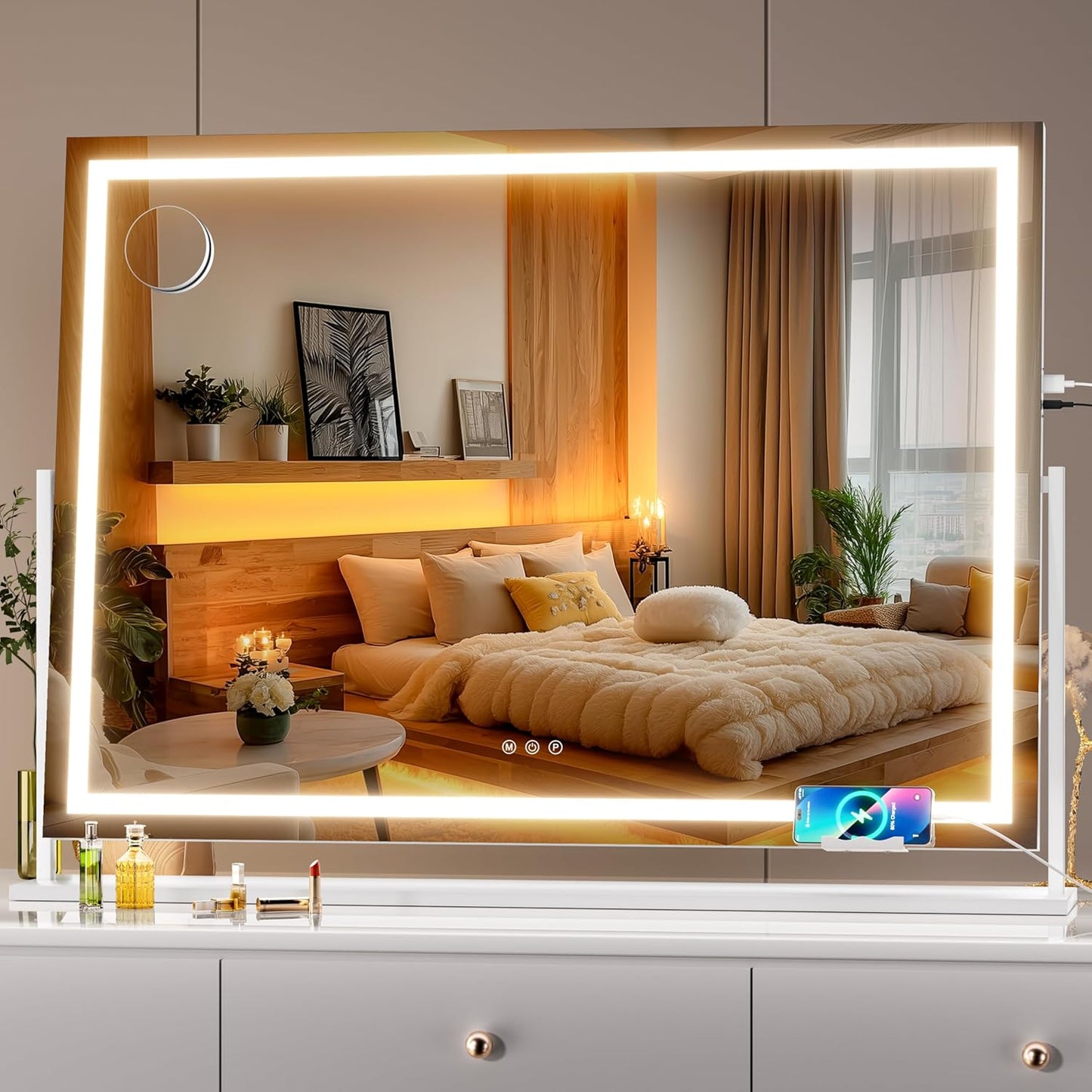 Hasipu Vanity Mirror with Lights: 39.4in x 28.3in LED Makeup Mirror