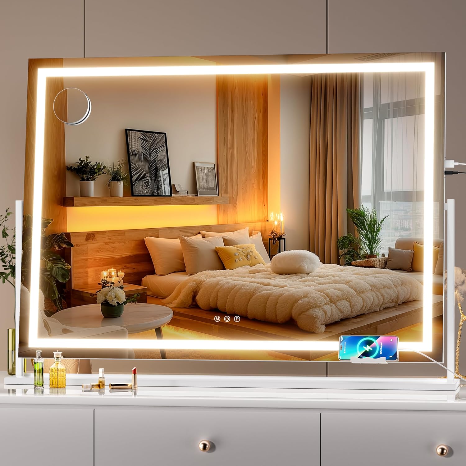 Hasipu Vanity Mirror with Lights: 39.4in x 28.3in LED Makeup Mirror