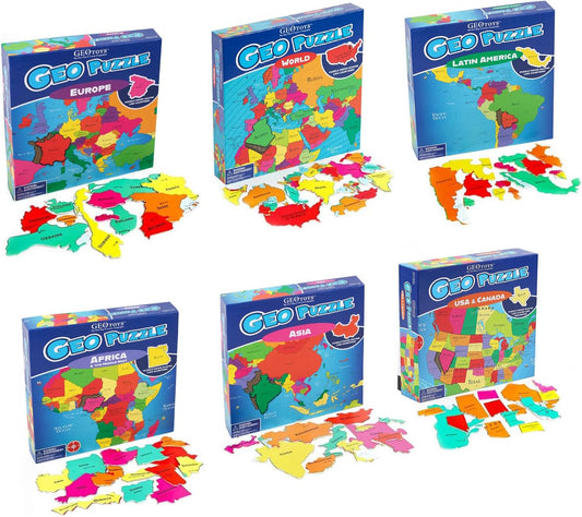 GeoPuzzle Country-Shaped Jigsaw Puzzles Set for Kids Ages 6-9