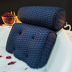 AEROiVi Bathtub Pillow for Neck and Back Support in Dark Blue