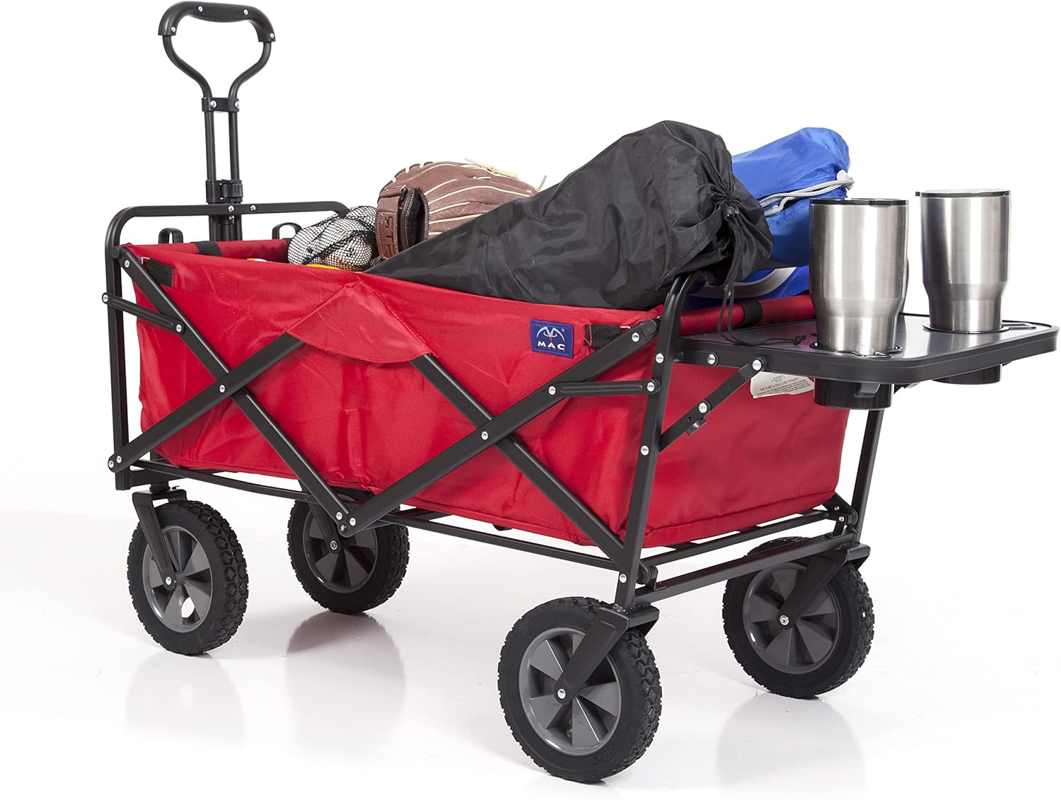 MACSPORTS Collapsible Outdoor Utility Wagon with Table and Holders