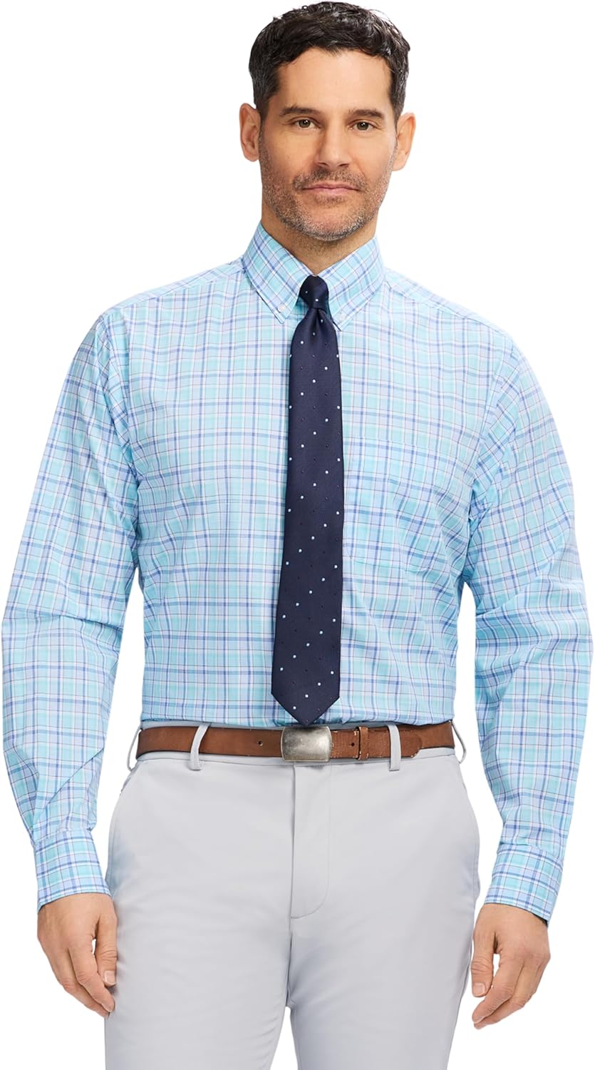 Izod Mens Dress Shirt Regular Fit Long Sleeve Wrinkle Free Style