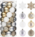 2 in White and Gold Shatterproof Christmas Ball Ornaments 50ct