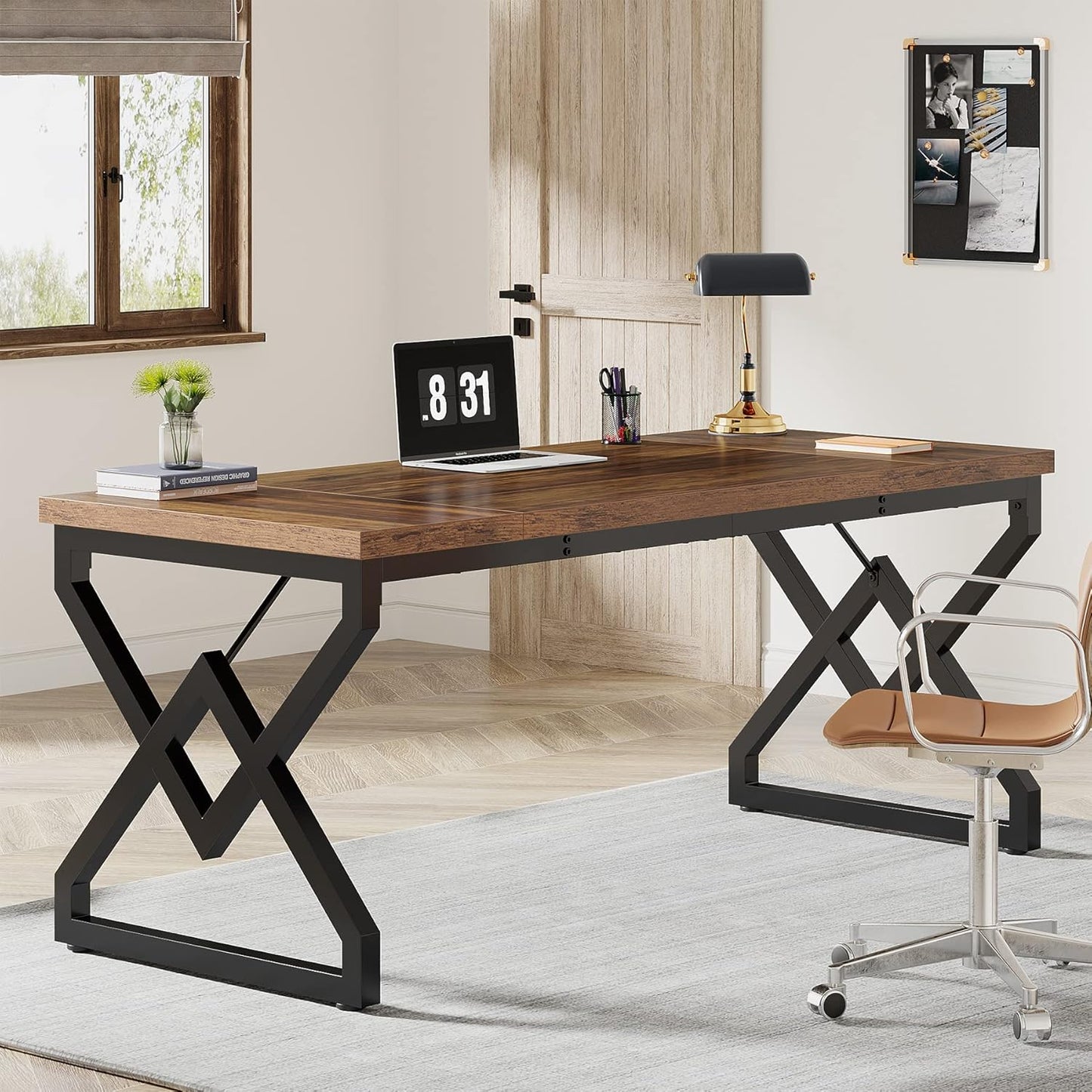 Tribesigns 63 Executive Desk - Spacious Wooden Workspace