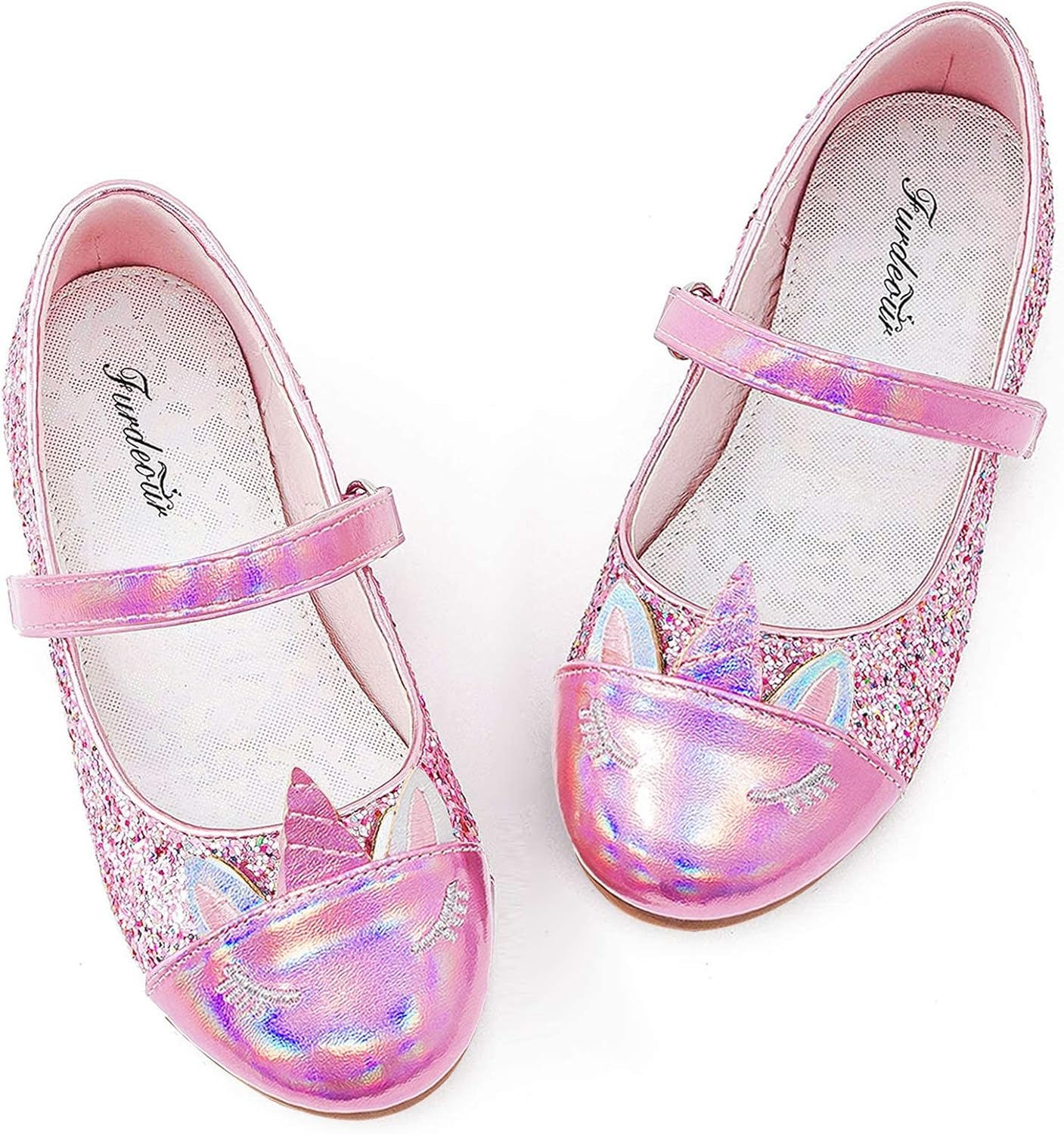 Furdeour Girls Dress Shoes Mary Jane Flower Wedding Party Flats