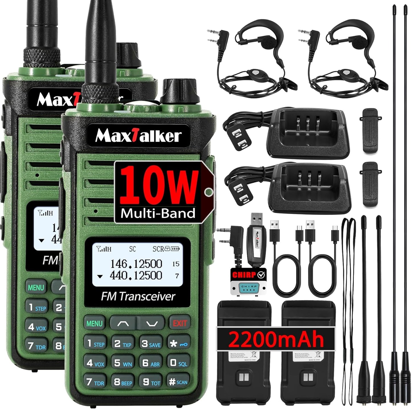 MaxTalker P15 Ham Radio Handheld with NOAA Weather Receiver
