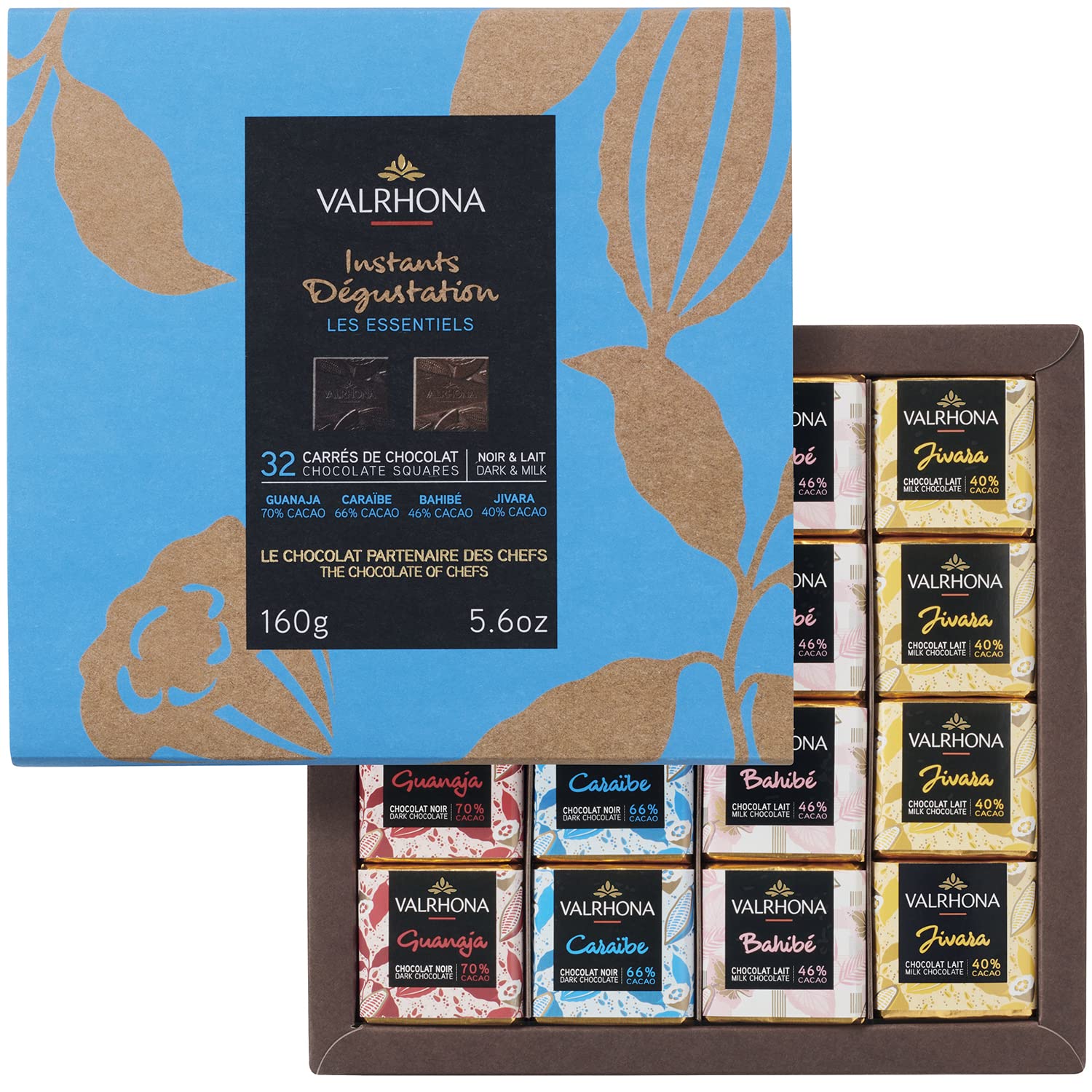 Valrhona Premium Assorted French Chocolate Gift Box - 32 Squares