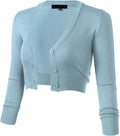 Allsense Women's 3/4 Sleeve Cropped Bolero Shrug Button