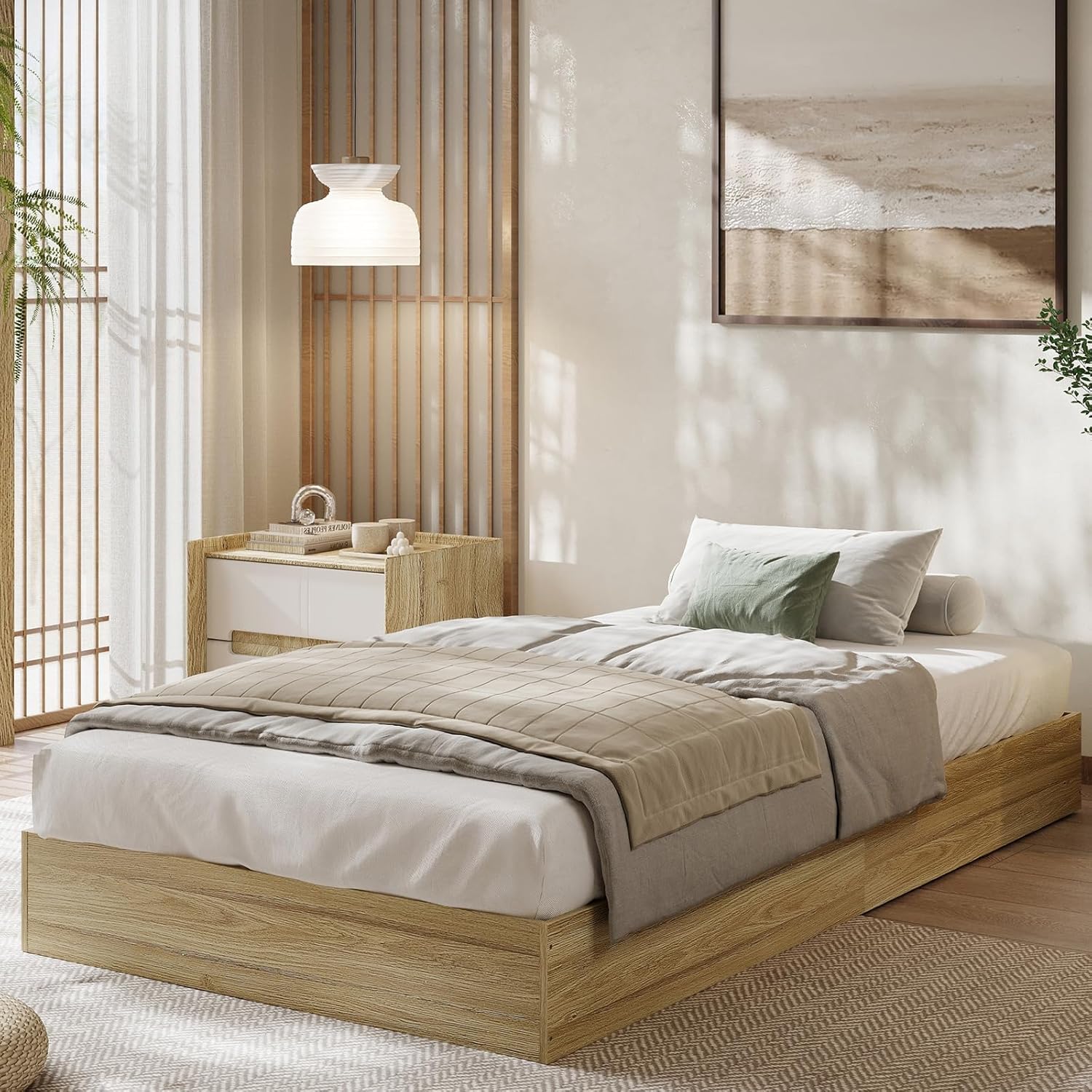 GarveeHome Twin XL Size Wood Platform Bed Frame for Modern Rooms