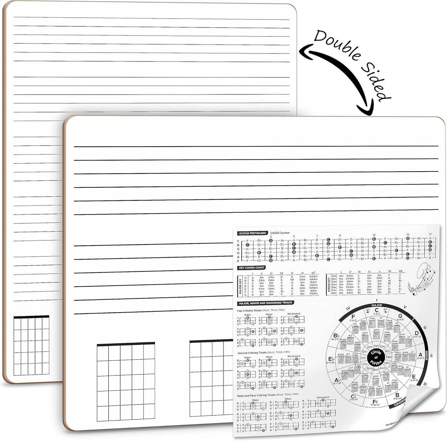 Durable Guitar Practice Whiteboard - 11x14 Inch