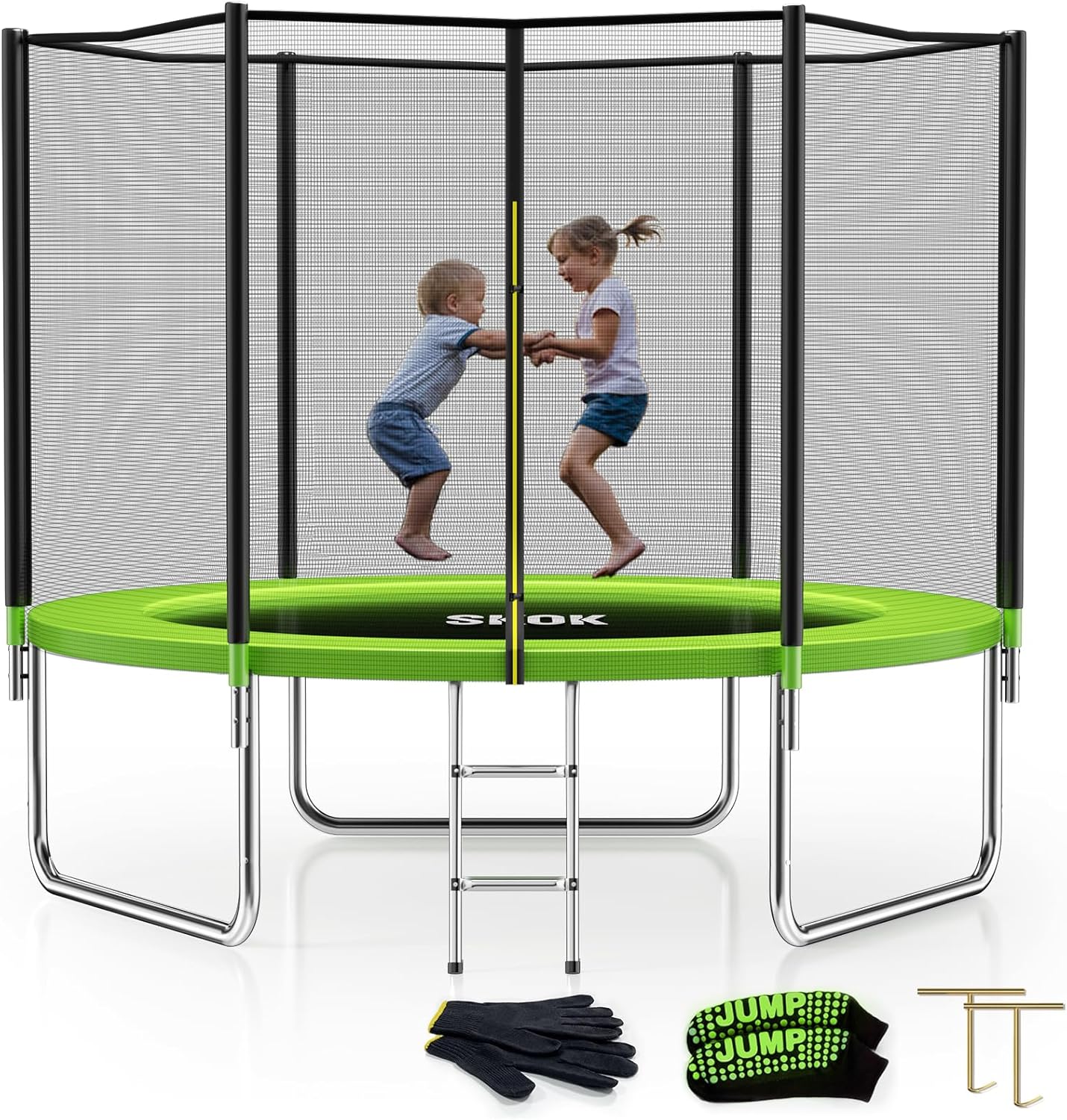 SKOK Trampoline 10FT with Enclosure Net for Safe Jumping Fun