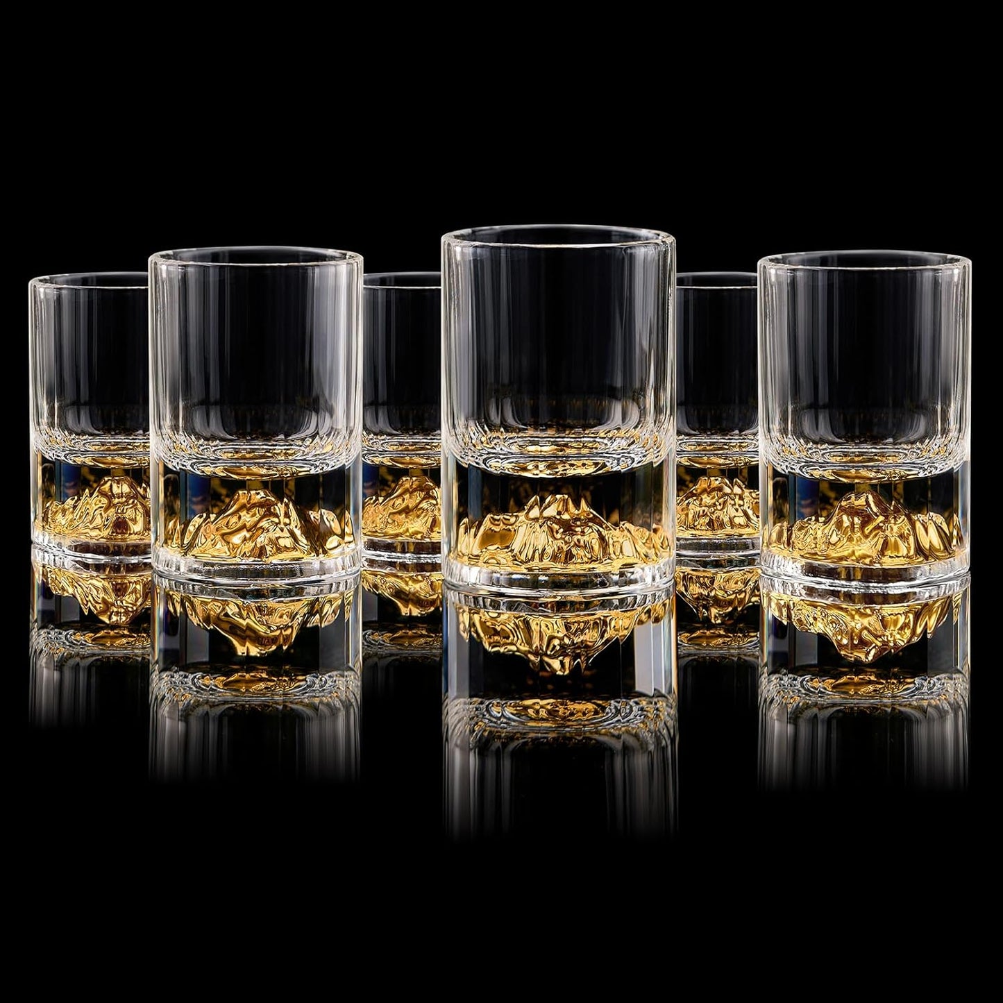 Luxury 24K Gold Mountain Shot Glasses Set for Unique Drinking