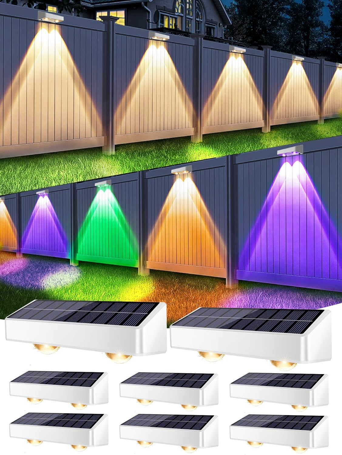 Brizled Solar Fence Lights Outdoor with 11 Modes & 9 Colors