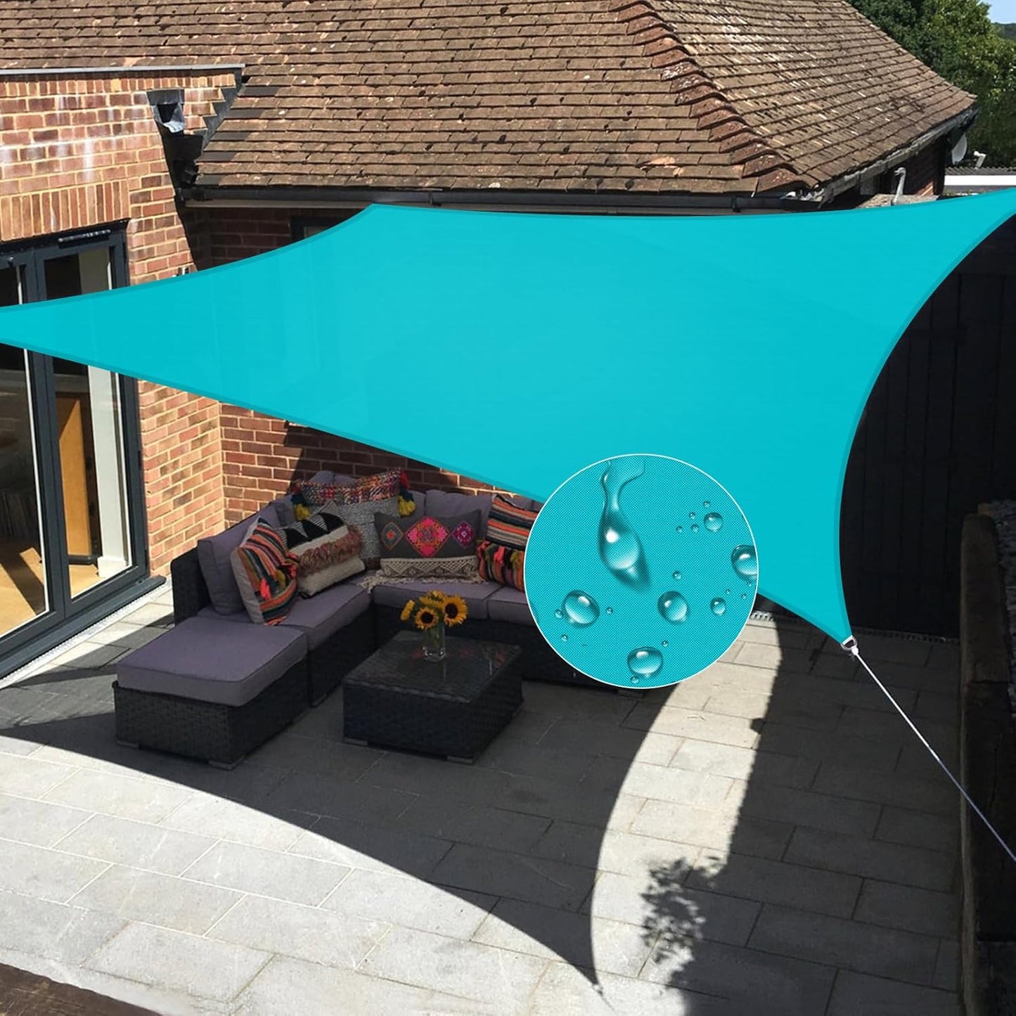 Windscreen4less 10ftx15ft Waterproof Sun Shade Sail for Outdoors