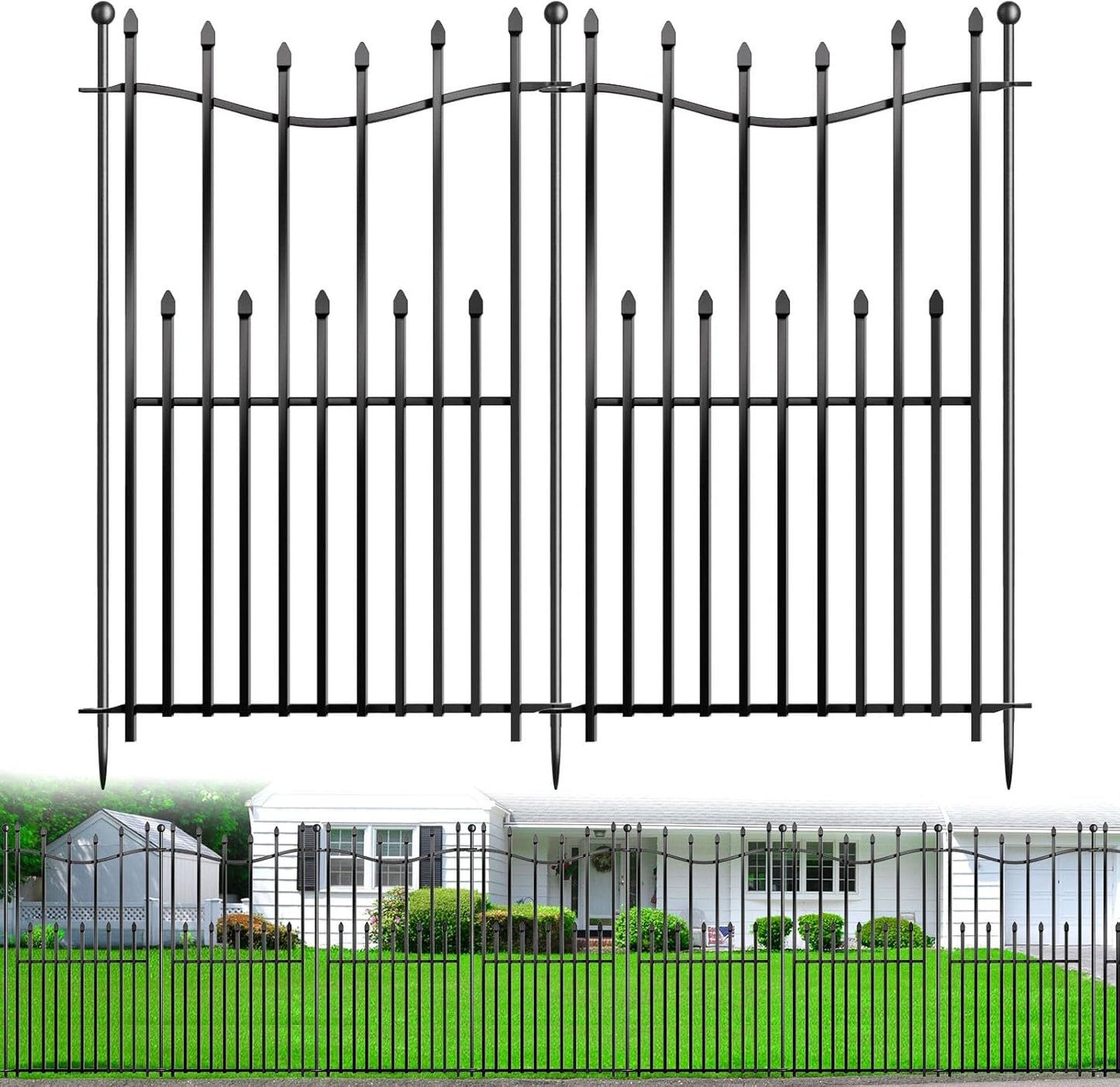8 Panels No Dig Decorative Garden Fence for Outdoor Spaces