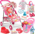 Baby Doll Stroller Set with 12.5 in Doll and Accessories - Pretend