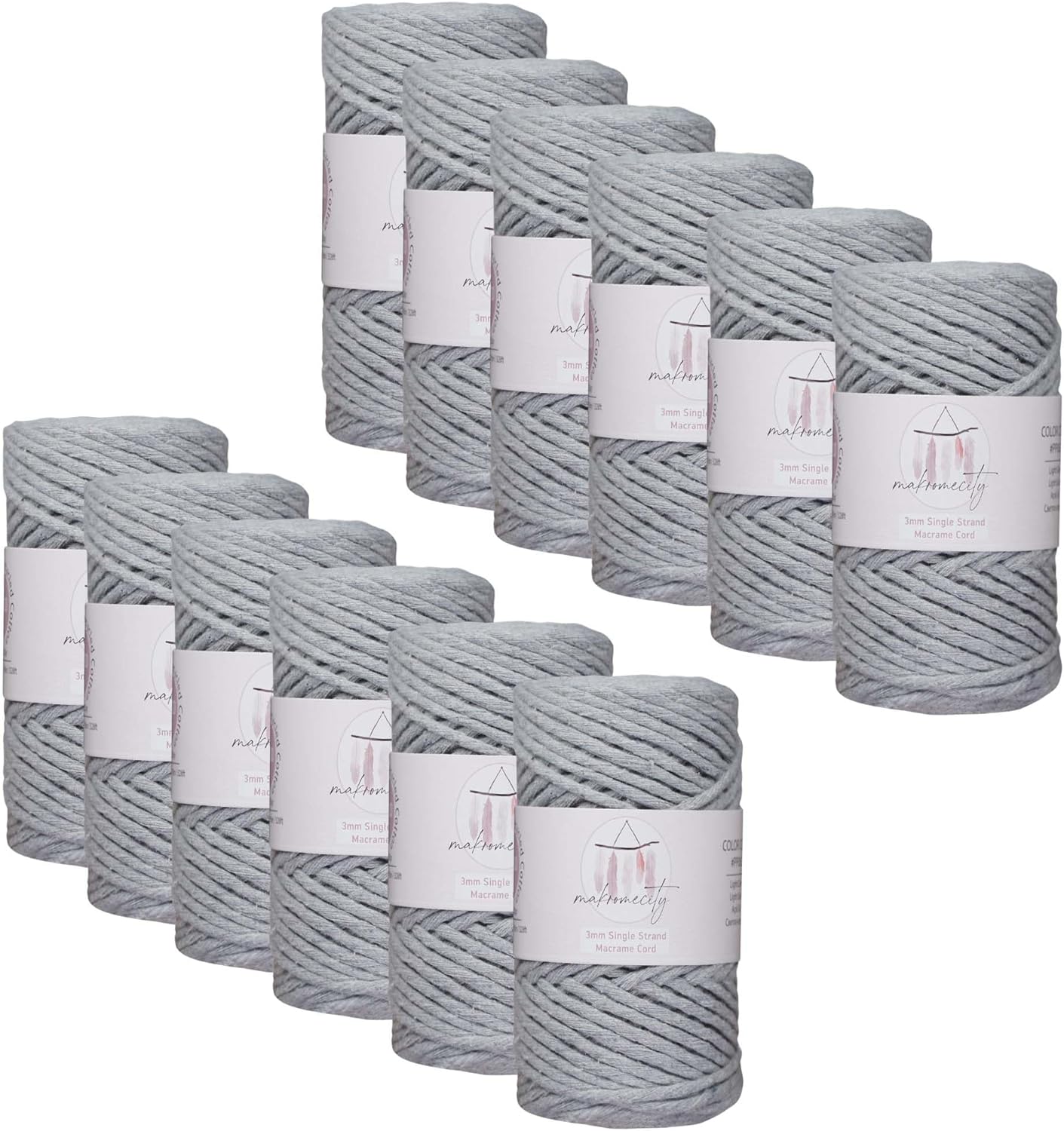 12 Skeins of 3mm Single Strand Macrame Cord for Crafts