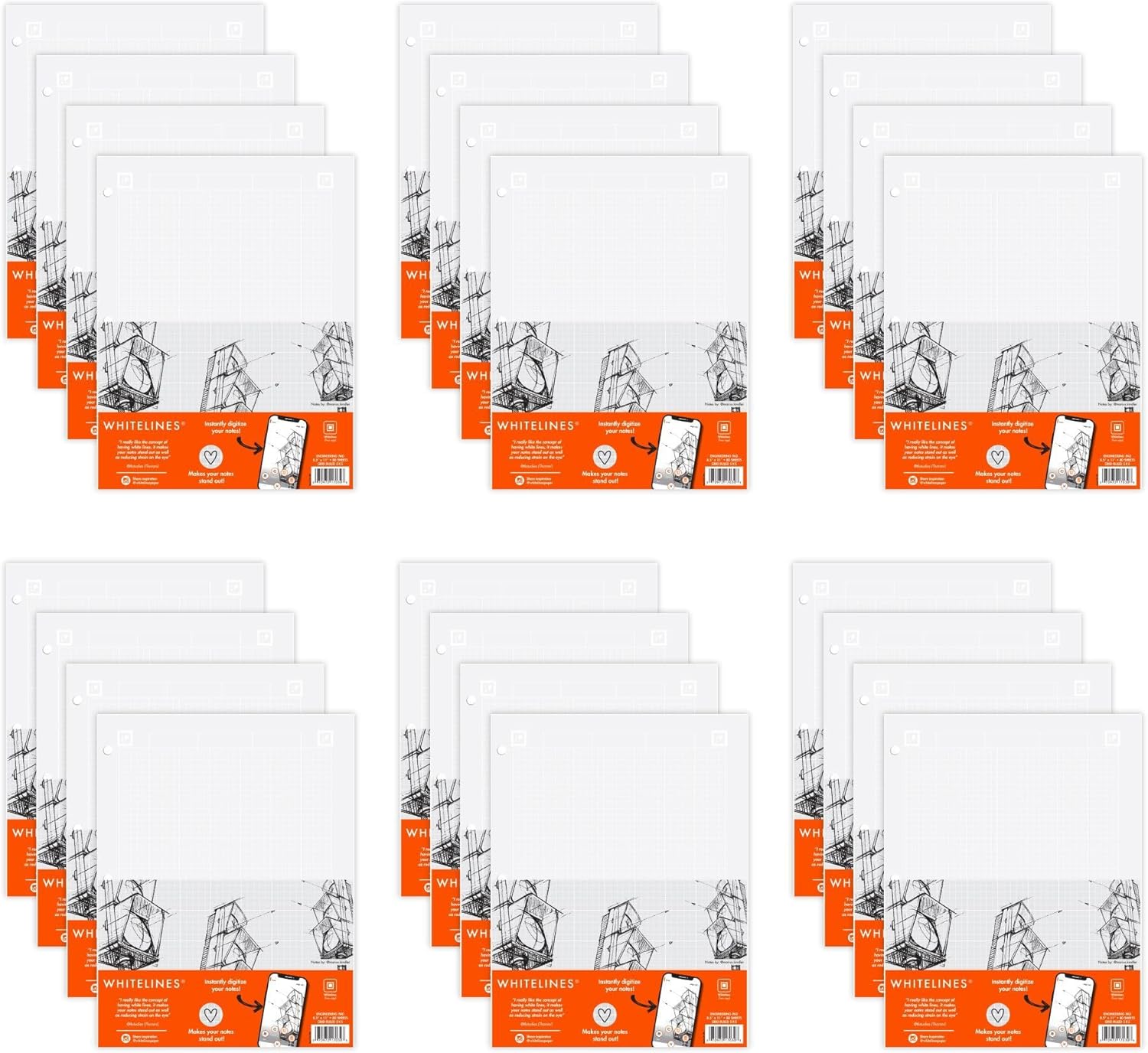 Whitelines Engineering Graph Ruled Pads for Clear Note Taking