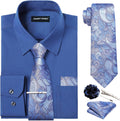 Barry.Wang mens dress shirt and tie set in solid colors for all events