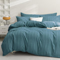JELLYMONI Duvet Cover Queen Size Grayish Blue - Boho Striped Comforter