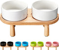 Ceramic Elevated Dog Bowls - Raised Pet Food and Water Bowls for Small