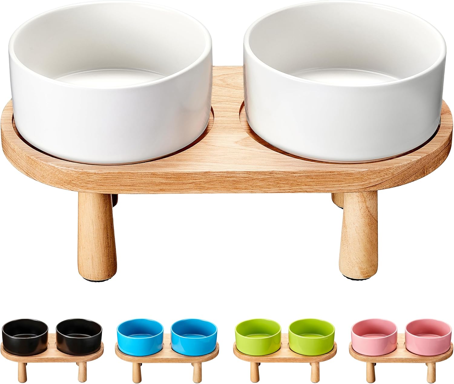 Ceramic Elevated Dog Bowls Set for Medium and Small Dogs