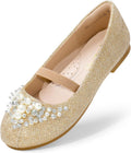 Girls Ballet Flats Flower Mary Jane Dress Shoes - Pearl Detail