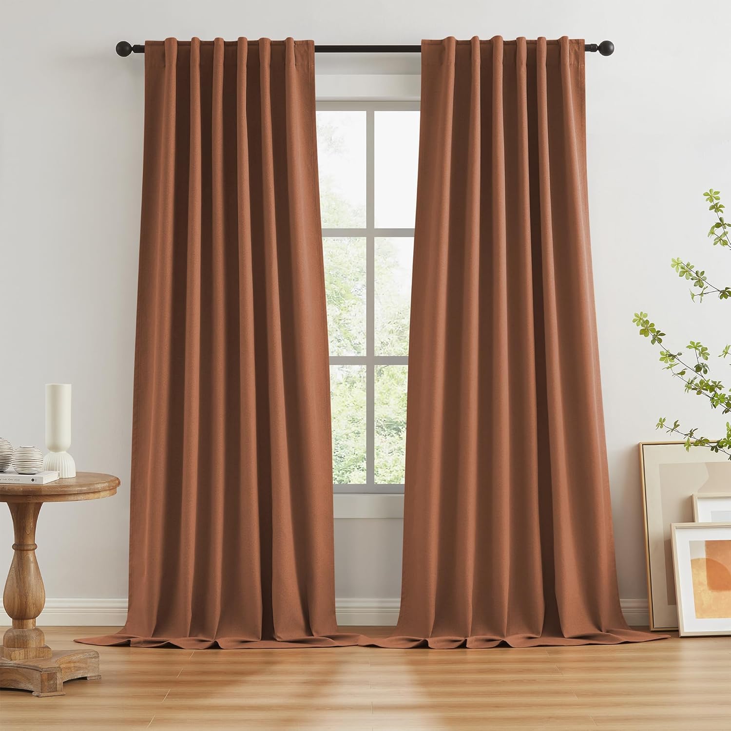 KEQIAOSUOCAI Rust Red Brown Blackout Curtains for Home