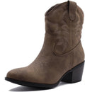 GLOBALWIN Women's Mid Calf Western Cowboy Boots - Comfortable Low