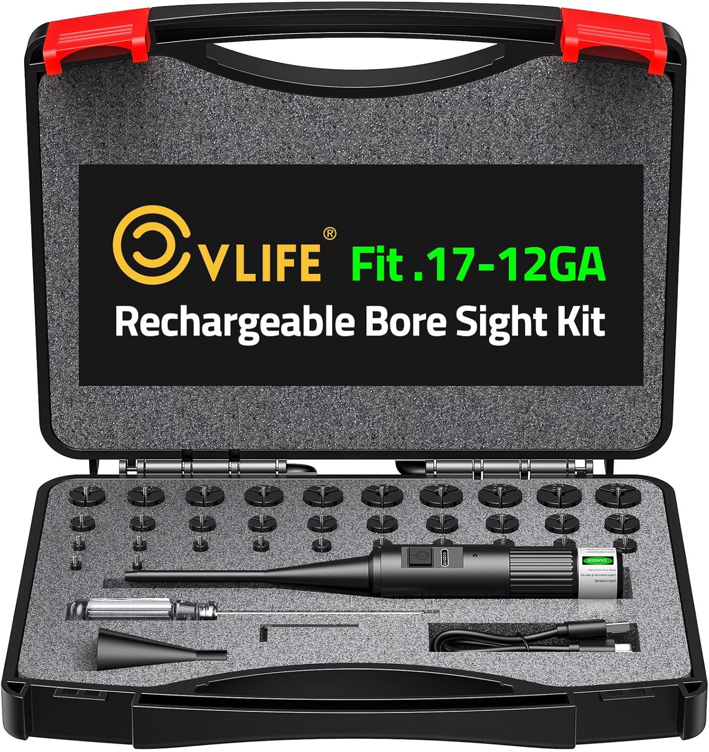 CVLIFE Upgraded Rechargeable Bore Sight Laser with 32 Adapters